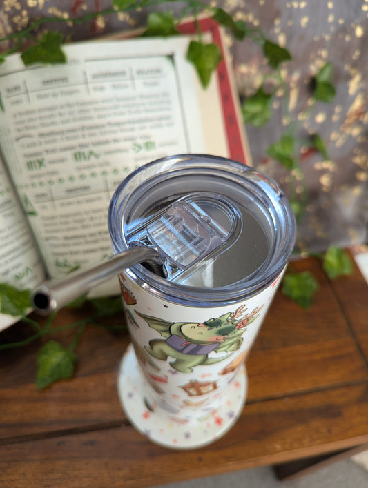 Moss Book Dragon Slim Metal Tumbler