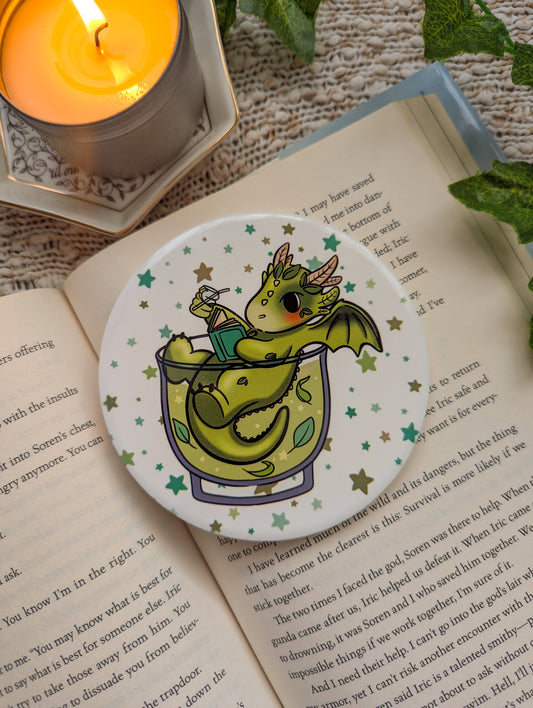 Matcha Dragon Ceramic Coaster (Cup Dragon)
