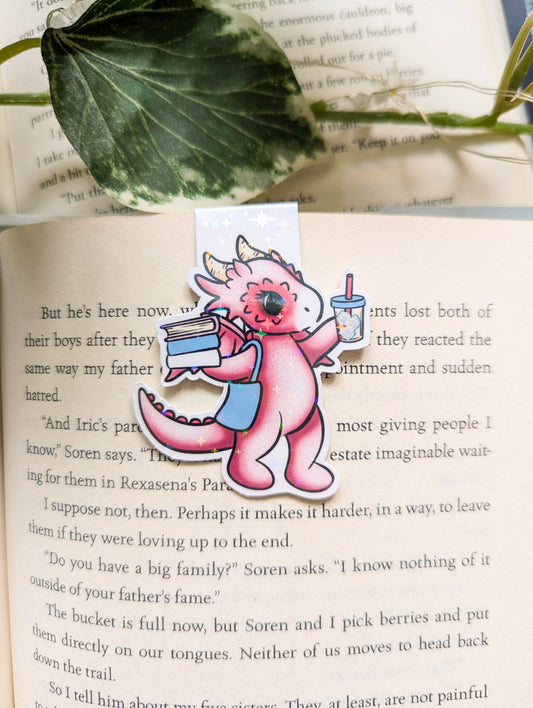 Pink Dragon Shopping Magnetic Bookmark