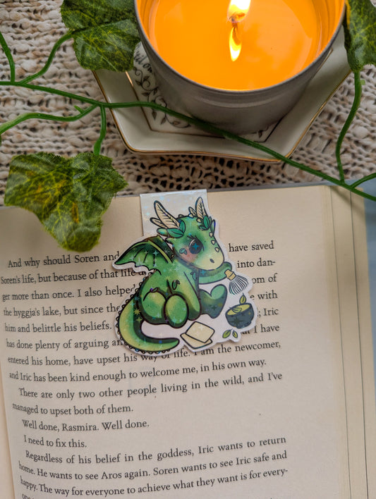 Matcha Dragon Magnetic Bookmark (Brewing Dragon)