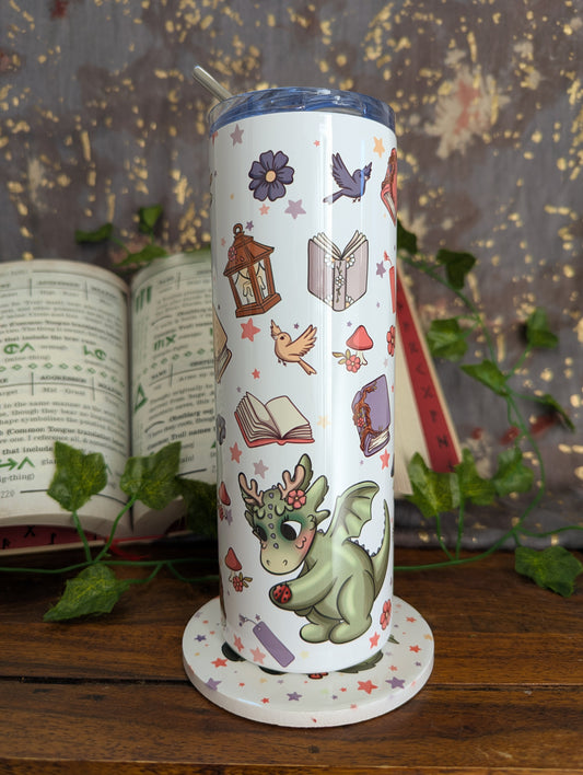 Moss Book Dragon Slim Metal Tumbler