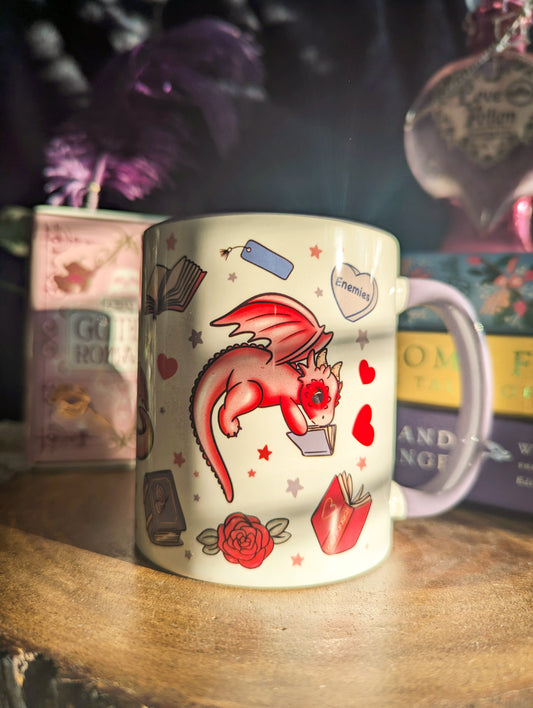 Pink Book Dragons Ceramic Mug