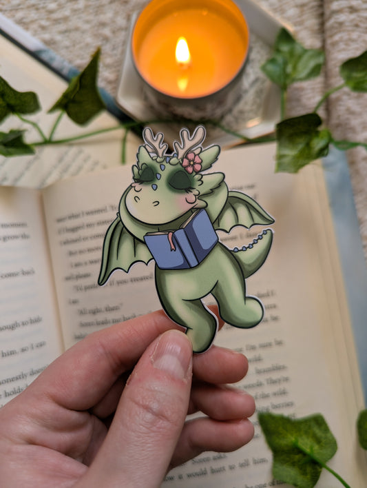 Moss Dragon Lounging Vinyl Sticker