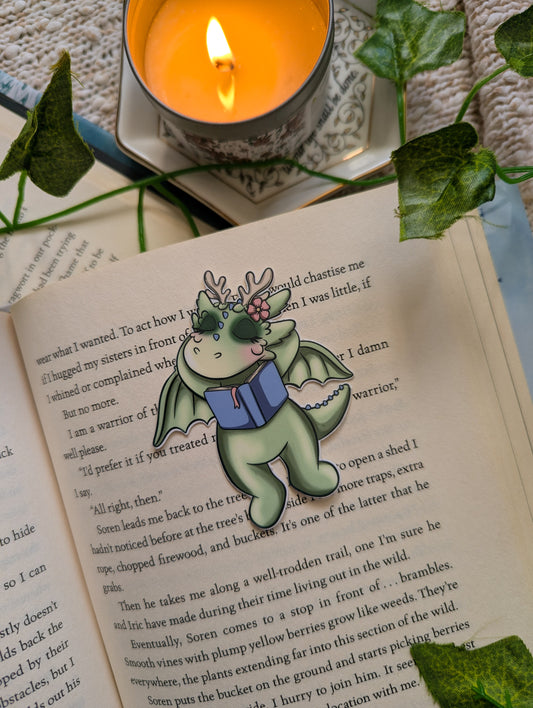 Moss Dragon Lounging Vinyl Sticker