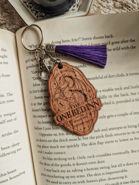 One Bed Inn Wooden Keyring
