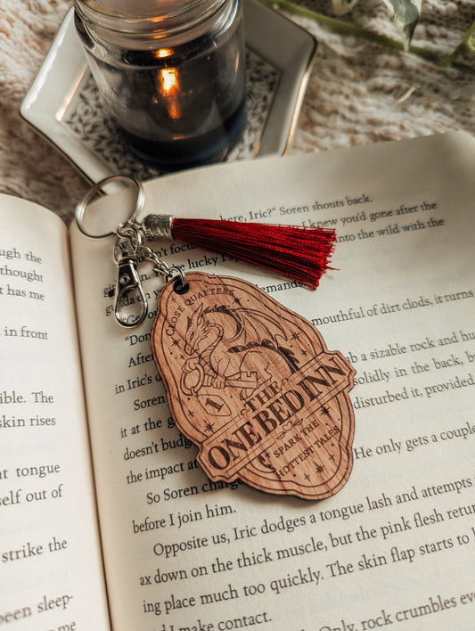 One Bed Inn Wooden Keyring