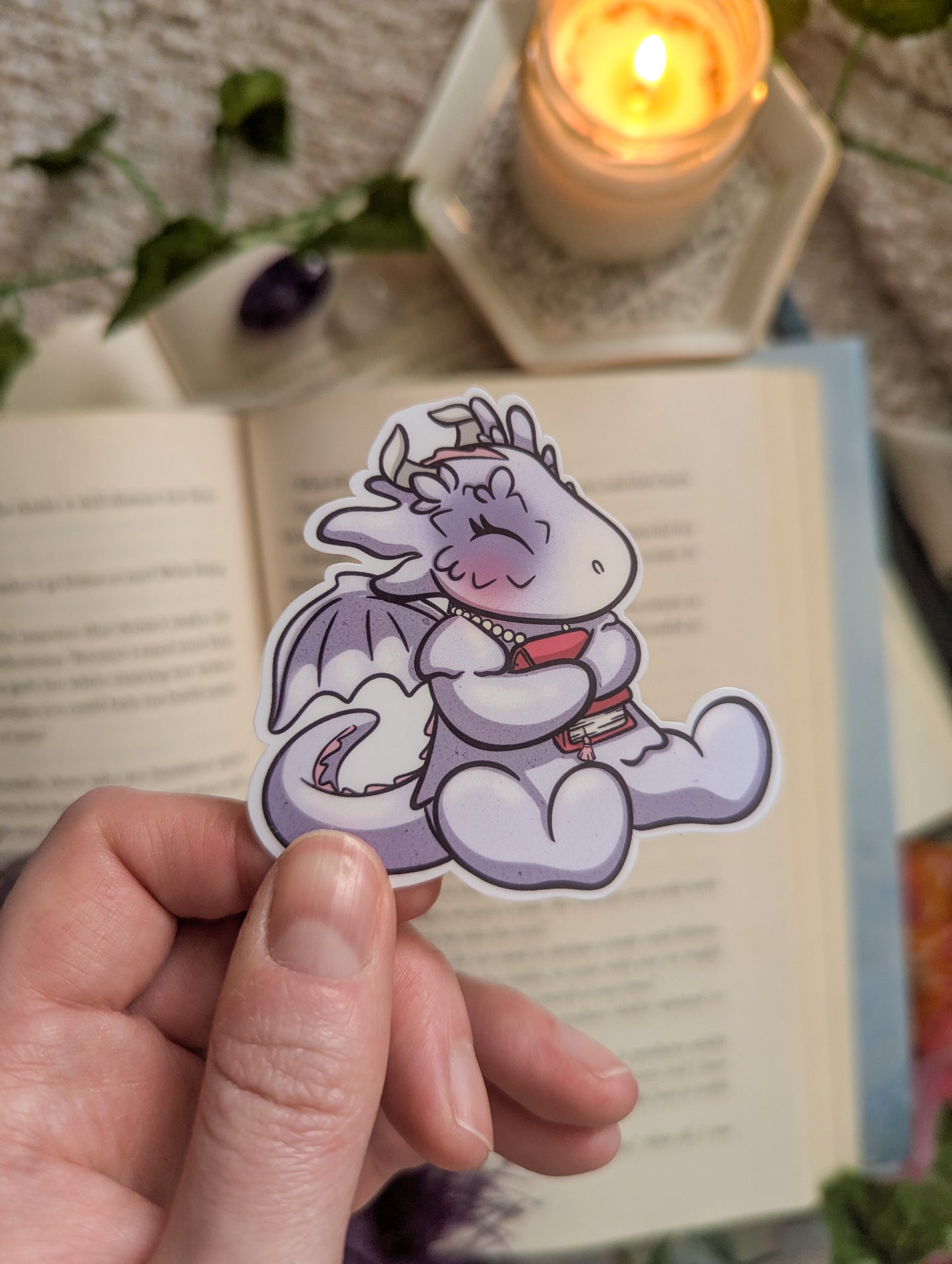 Lila Dragon Sitting Vinyl Sticker
