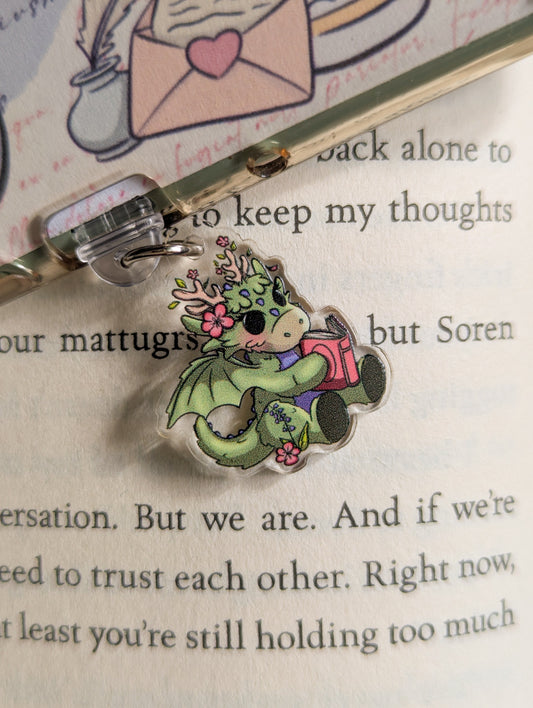 Sitting Moss Dragon Companion Kindle/Phone Charm