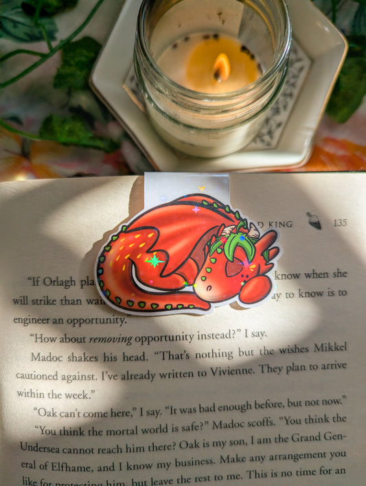 Strawberry Sleeping Dragon Magnetic Bookmark