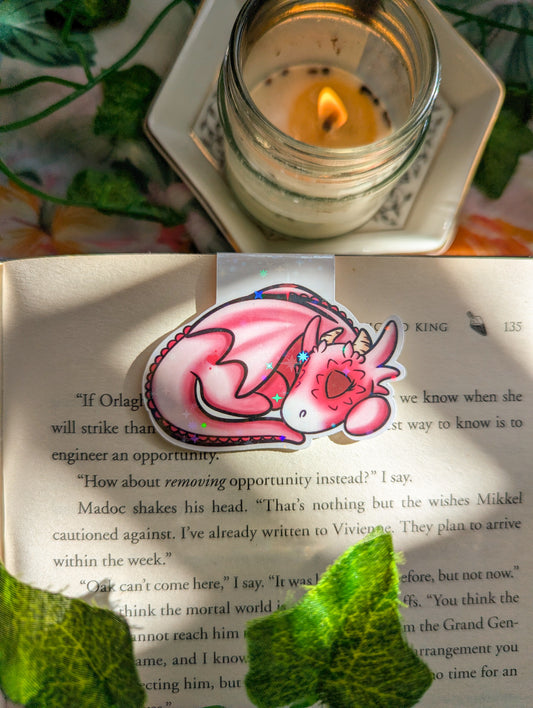 Pink Sleeping Dragon Magnetic Bookmark