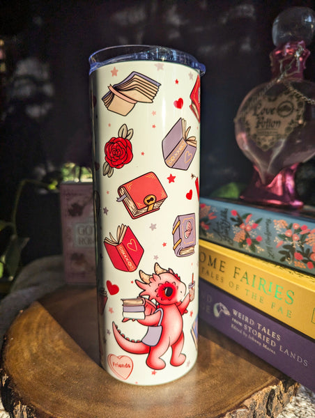 Pink Book Dragon Slim Metal Tumbler