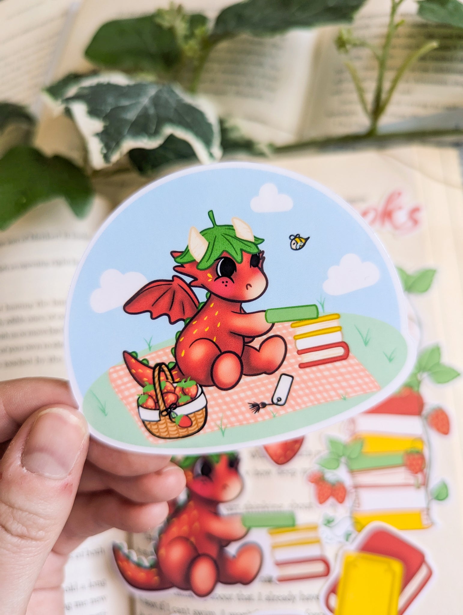 Strawberry Dragon Picnic Sticker