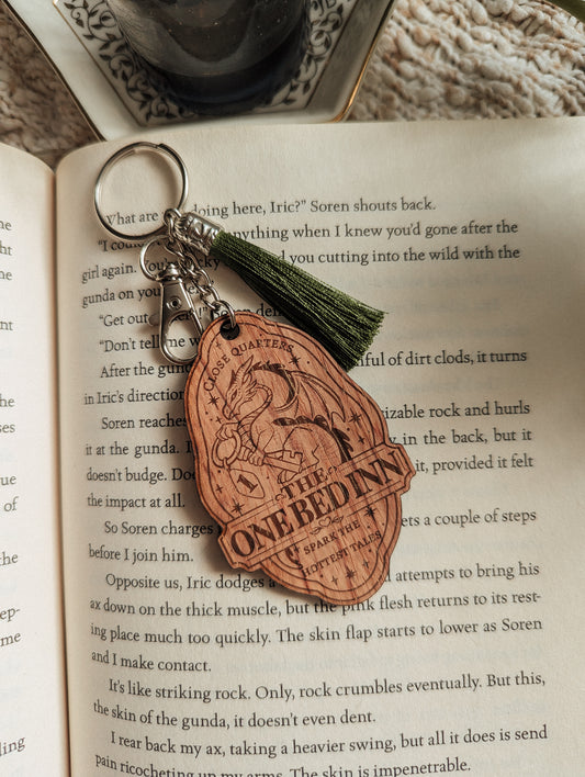 One Bed Inn Wooden Keyring