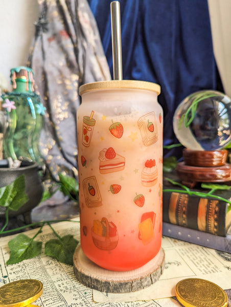 Strawberry Dragon Glass | Bamboo Lid and Metal Straw