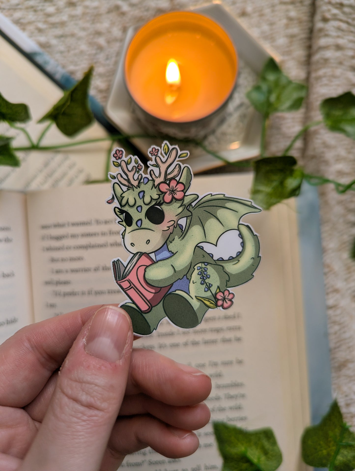 Moss Dragon Sitting Vinyl Sticker