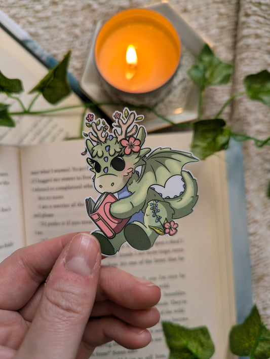 Moss Dragon Sitting Vinyl Sticker