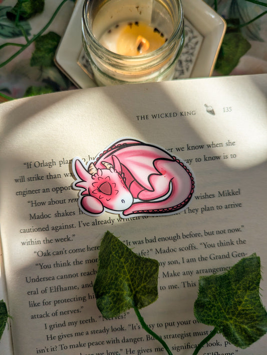Pink Sleeping Dragon Vinyl Sticker