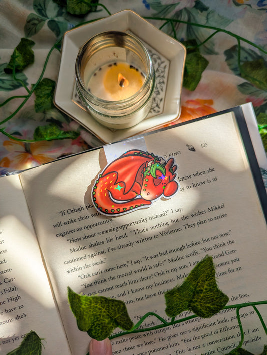 Strawberry Sleeping Dragon Magnetic Bookmark