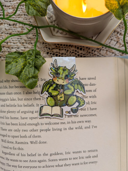 Matcha Dragon Magnetic Bookmark (Sipping Dragon)