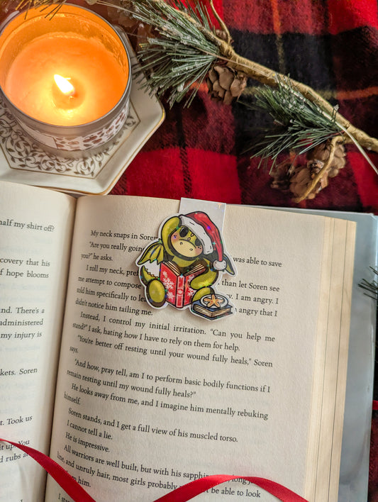 Santa Hat Dragon Magnetic Bookmark