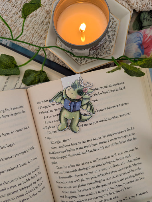 Moss Dragon Lounging Magnetic Bookmark