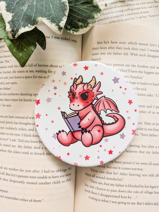 Pink Dragon Sitting Ceramic Coaster