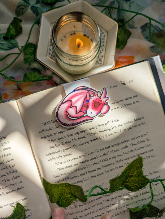 Pink Sleeping Dragon Magnetic Bookmark