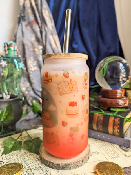 Strawberry Dragon Glass | Bamboo Lid and Metal Straw