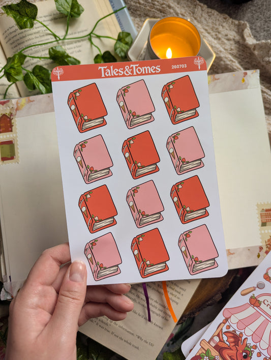 Strawberry Ice Cream Reading Journal Stickers
