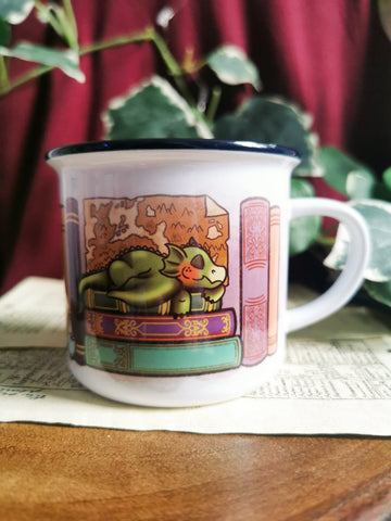 Fantasy Bookshelf Ceramic Camper Mug