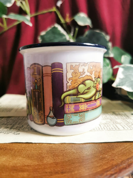 Fantasy Bookshelf Ceramic Camper Mug