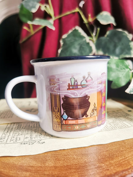 Fantasy Bookshelf Ceramic Camper Mug