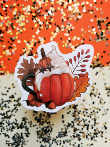 Pumpkin Spiced Latte Vinyl Water Resistant Sticker