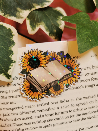 Sunflower & Book Magnetic Bookmark