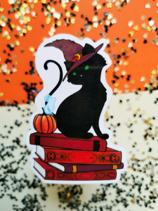 Cat Witch Waterproof Vinyl Sticker