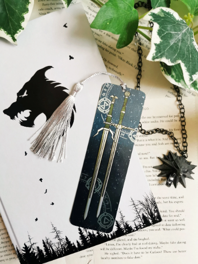 Oopsie Witcher Swords Metal Bookmark